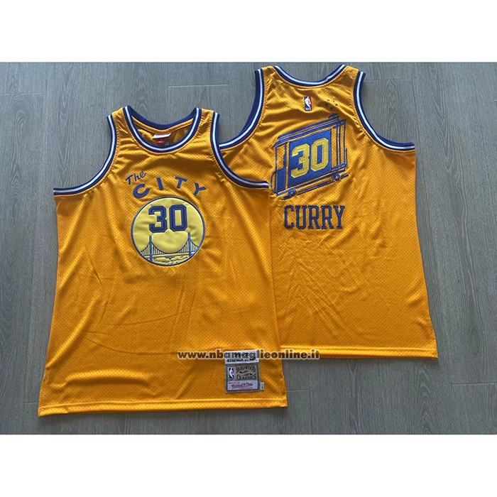 Maglia Golden State Warriors Stephen Curry #30 Mitchell & Ness 2019-20 Giallo